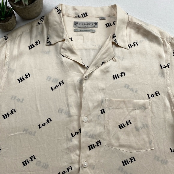 All Saints Conscious Collection Lo-Fi/Hi-Fi Relaxed Fit Camp/Resort Shirt (Ecru) - Picture 5 of 16